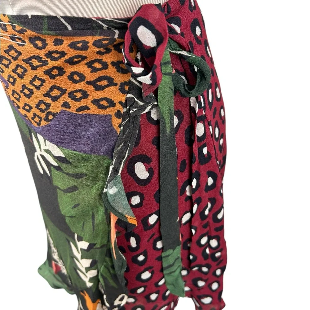 NWT Farm Rio Tropical Print Knee Length Wrap Skirt Size Small Anthropologie - Picture 4 of 12